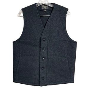 Filson Mackinaw Wool Cruiser Vest Mens Size M Charcoal Gray Button Front USA